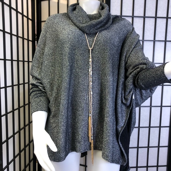 Alfani women lurex oversized knit cowl neck batt sleeves blouse, sz small - Picture 5 of 13